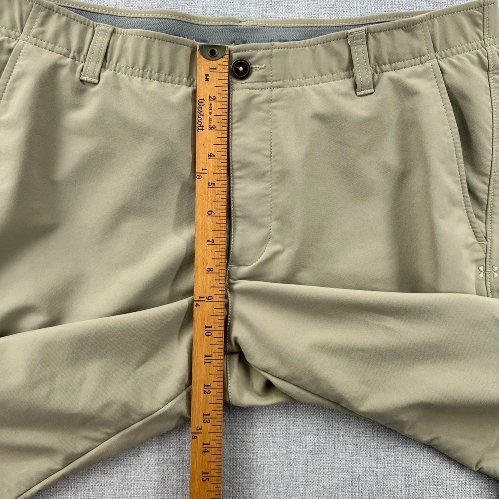 Under Armour Match Play Mens 38x30 Khaki Tan Performance Golf Pants Stretch Tech